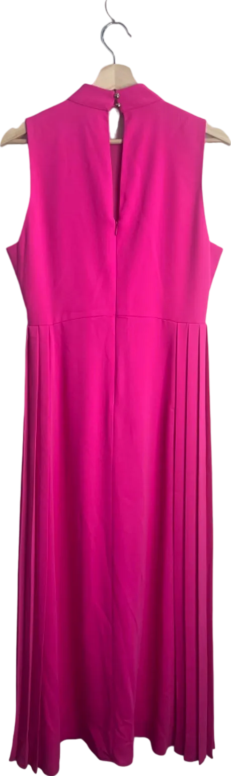 Karen Millen Hot Pink Soft Tailored Pleated Panel Midi Dress UK 12