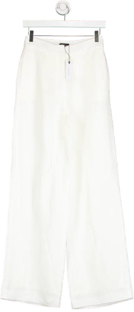 Karen Millen White Fluid Tailored Mid Rise Wide Leg Trouser UK 6