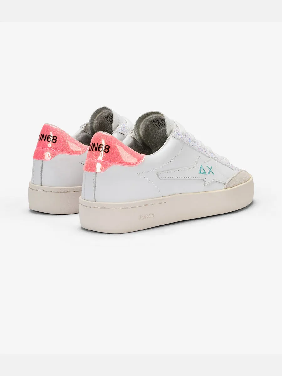 Katy leather - Bianco/fuxia