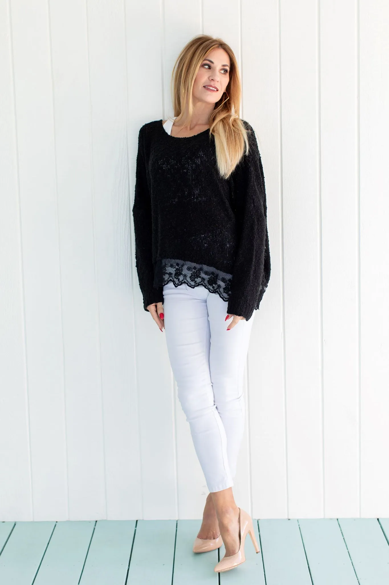 Lace Sweater Black