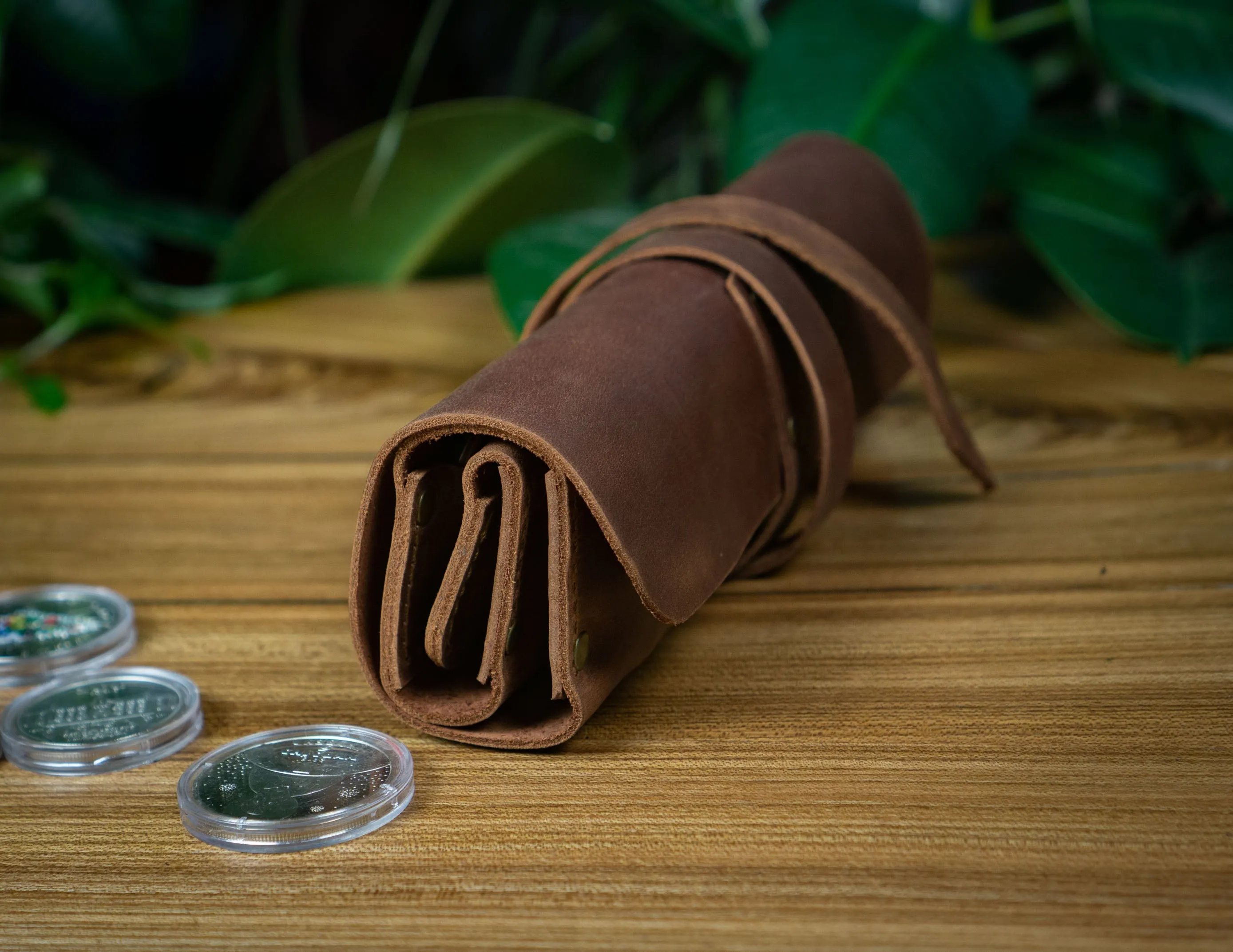 Leather Coin Roll 12 slots | Collectible Coins Leather Case | HandMade