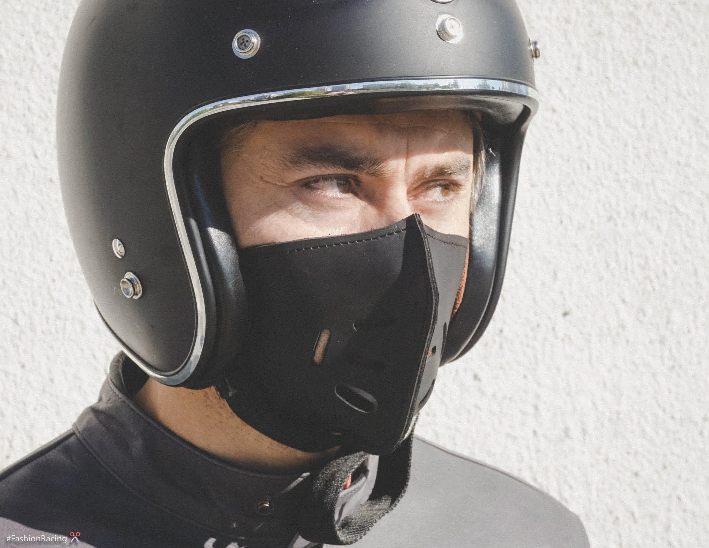 Leather Helmet Mask | Black Leather Motorcycle Mask