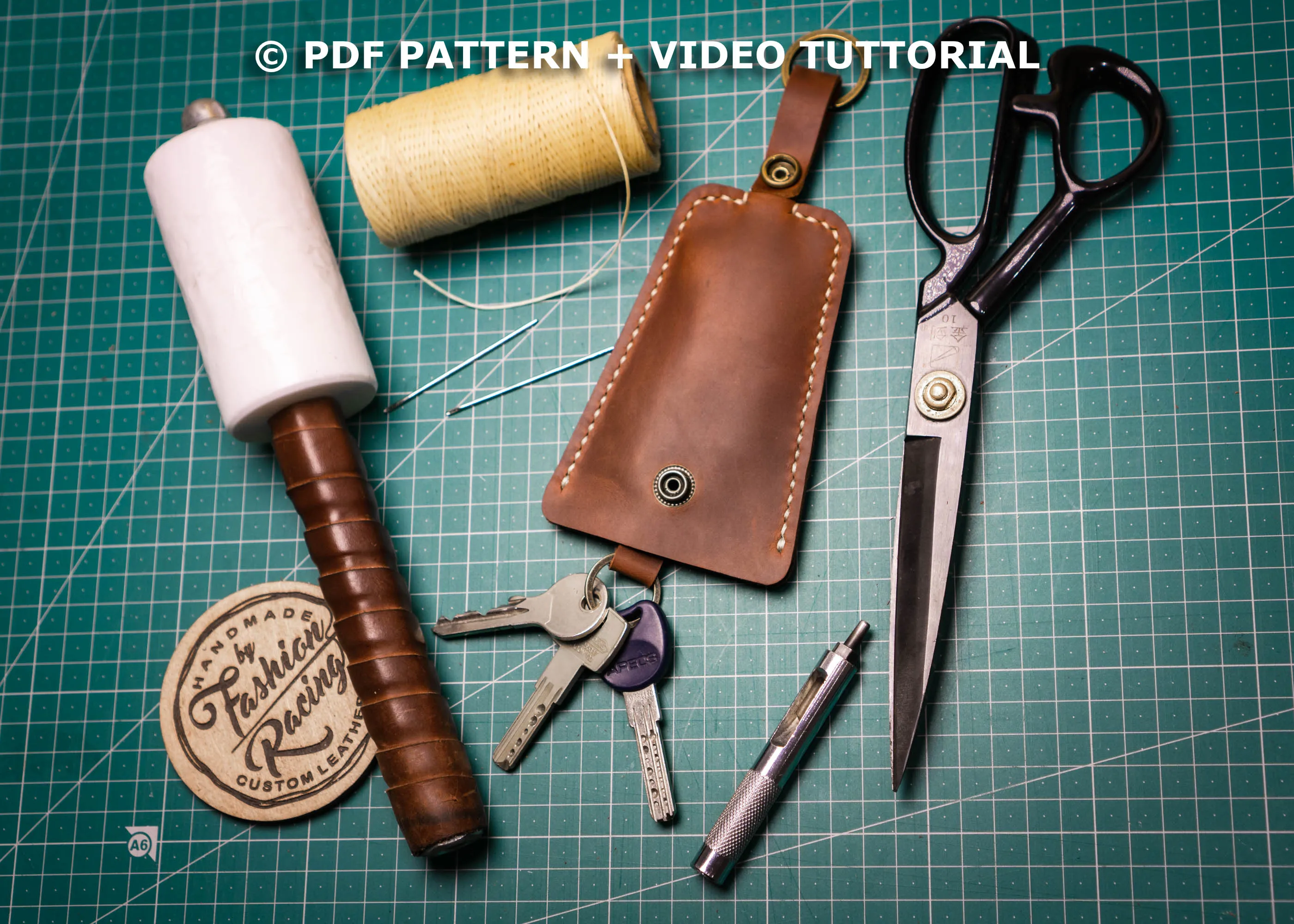 LEATHER PATTERN | Leather Keychain, PDF Download, Video Tutorial, DIY