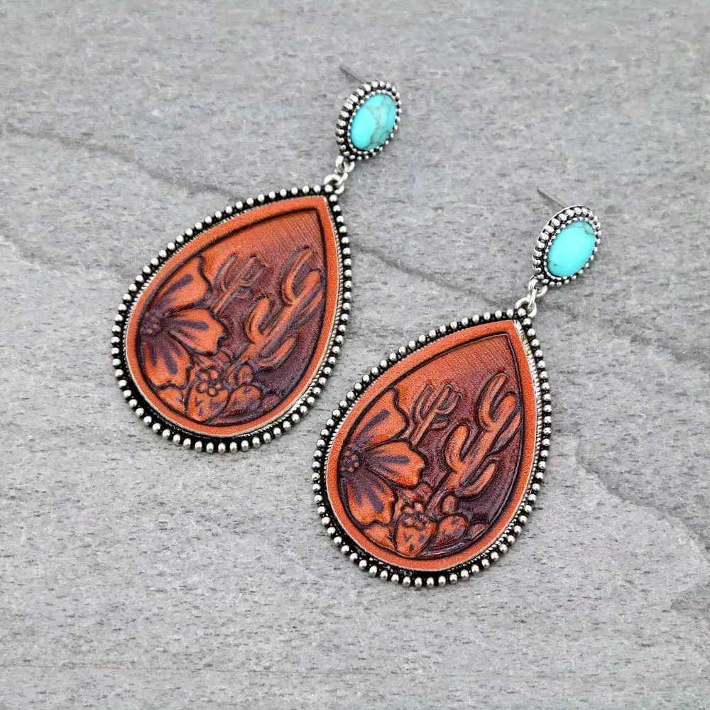 LEATHER TURQUOISE EARRINGS