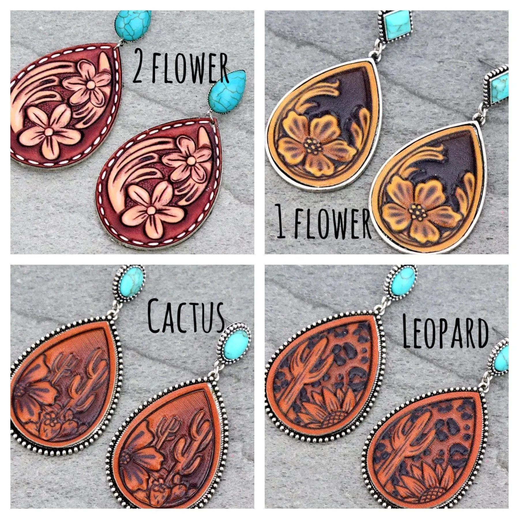 LEATHER TURQUOISE EARRINGS