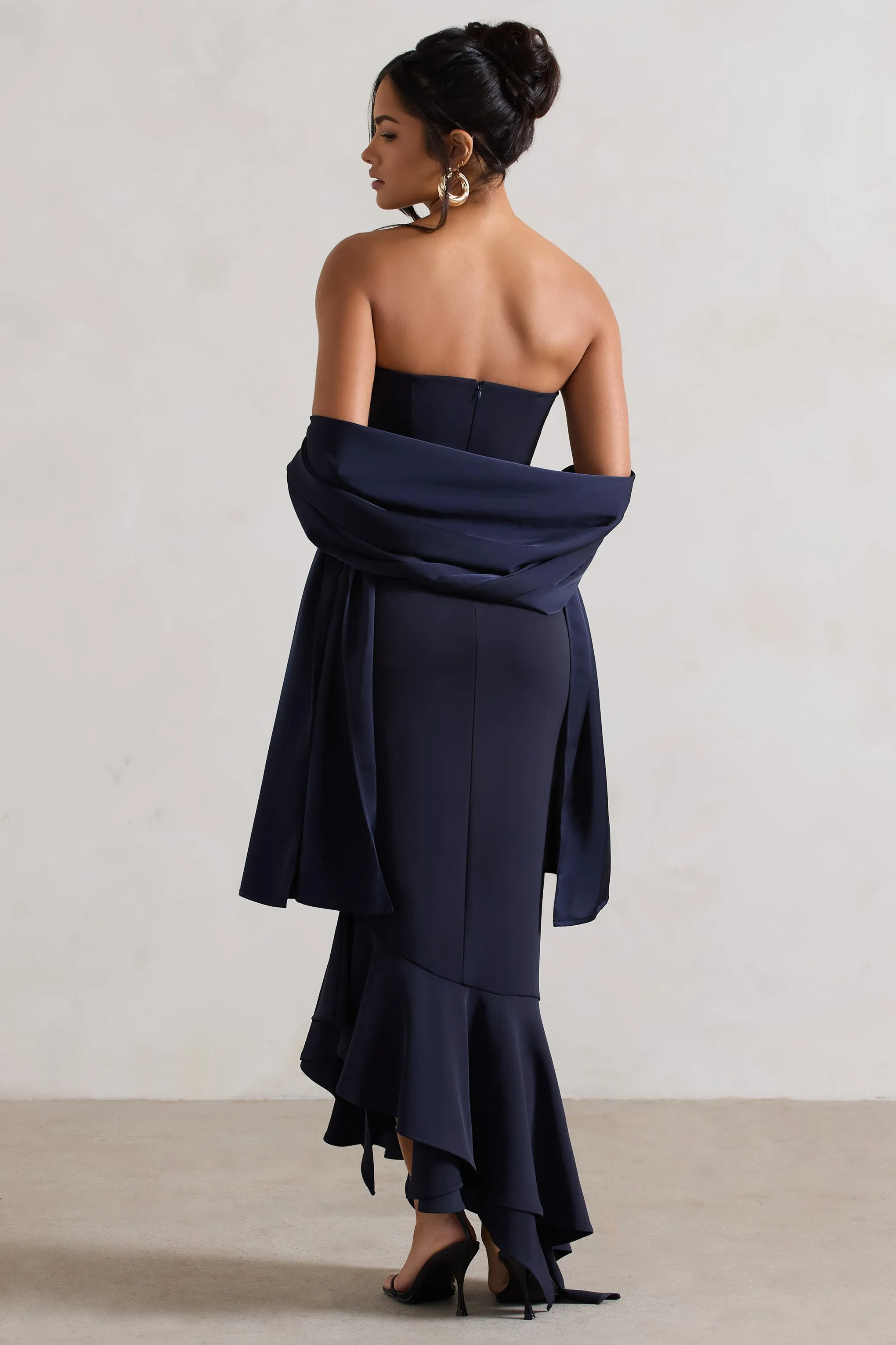 Lush | Navy Satin Shawl