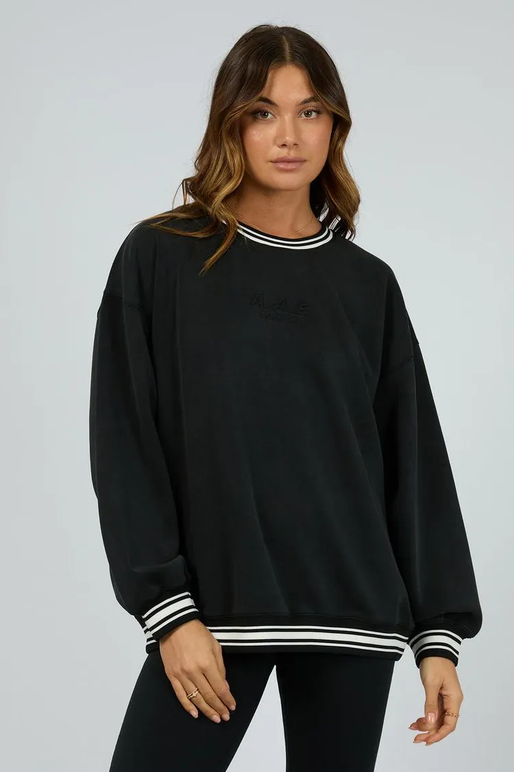 Luxe Active College Crew Sweater | Black