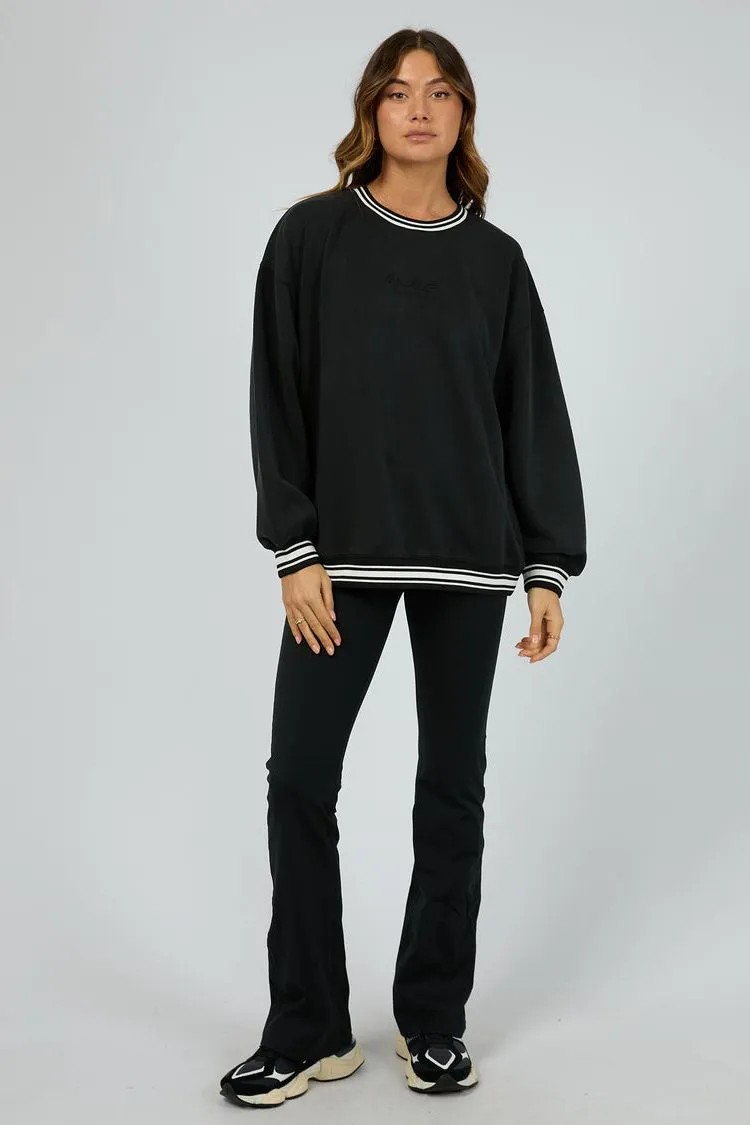 Luxe Active College Crew Sweater | Black