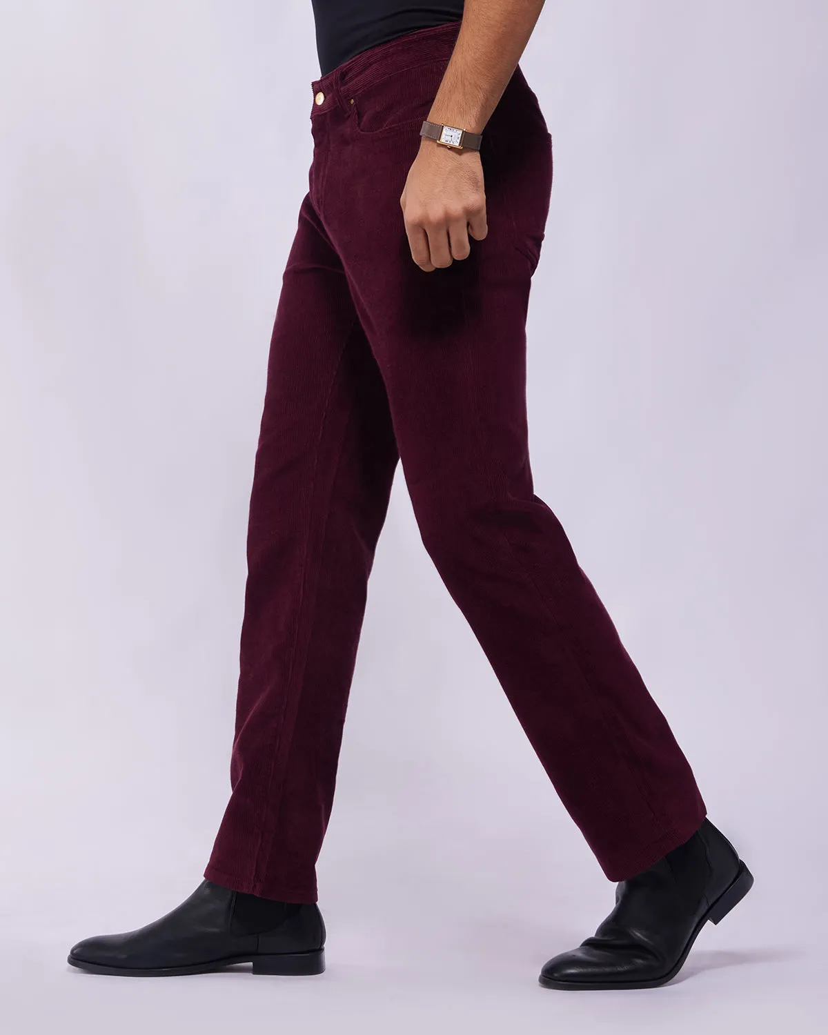 Majestic Maroon Rigid Corduroy Jeans