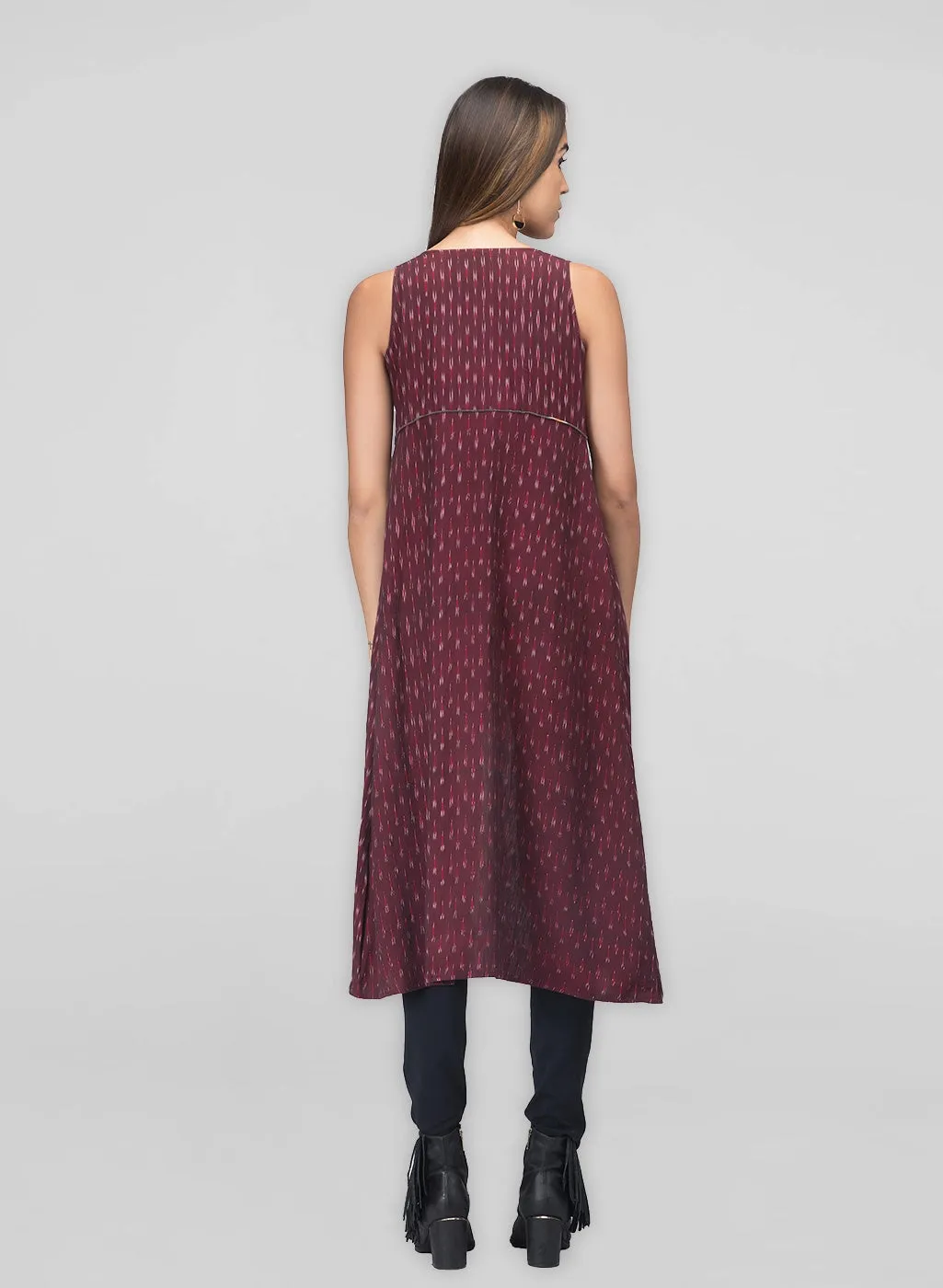 Maroon Ikat Dress Jacket