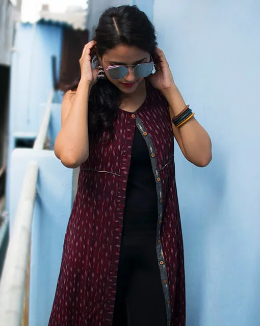 Maroon Ikat Dress Jacket