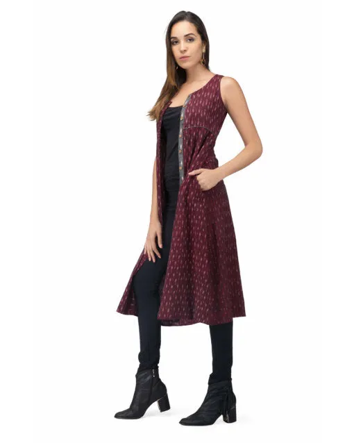 Maroon Ikat Dress Jacket