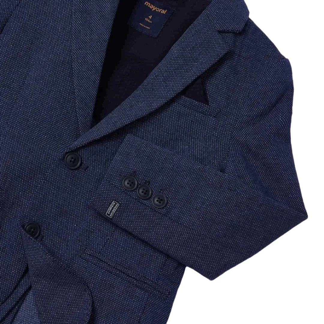 Mayoral Mini Navy Tailored Linen Jacket_3452-42