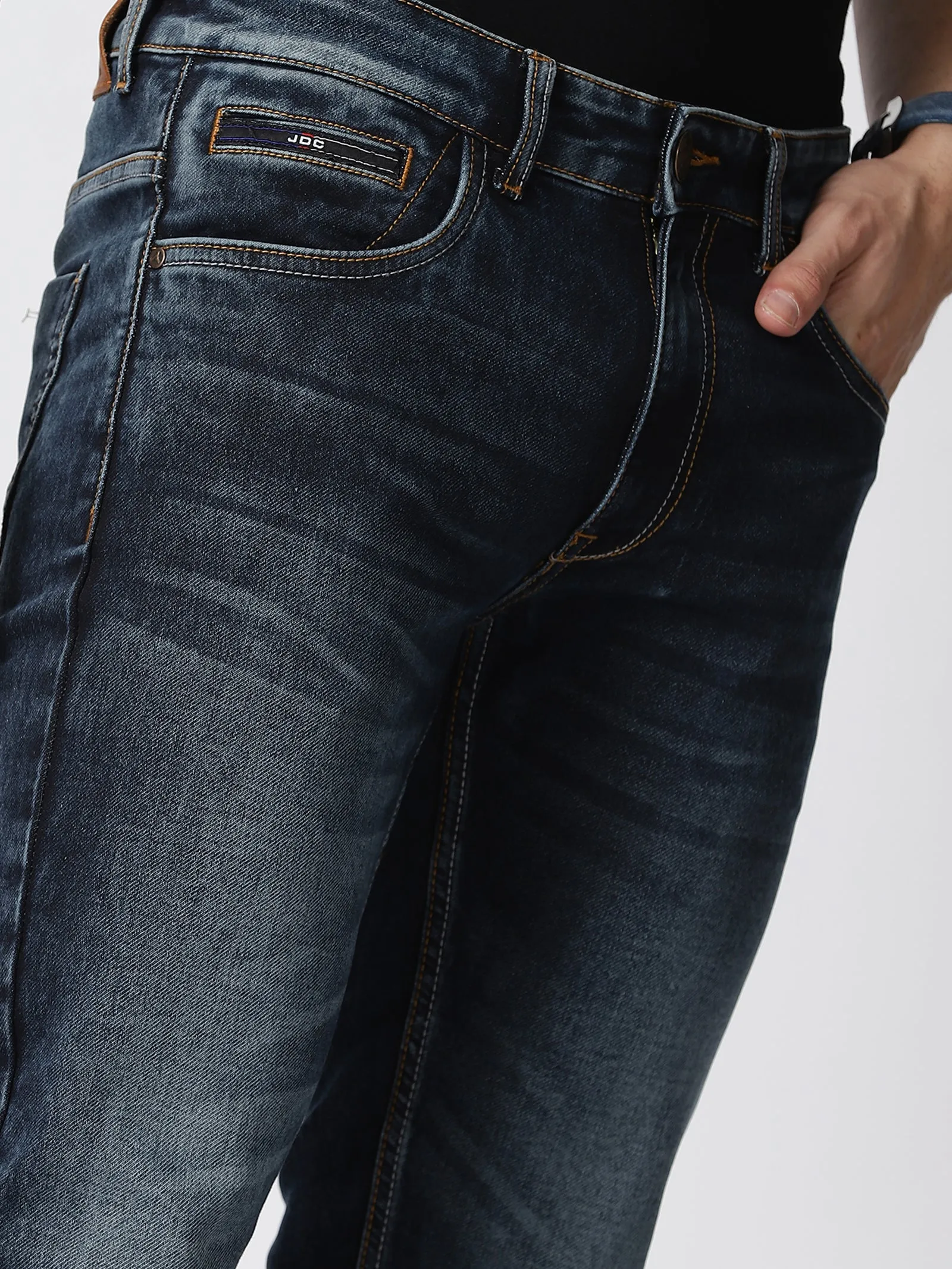 MEN'S BLUE SOLID JASON FIT JEANS