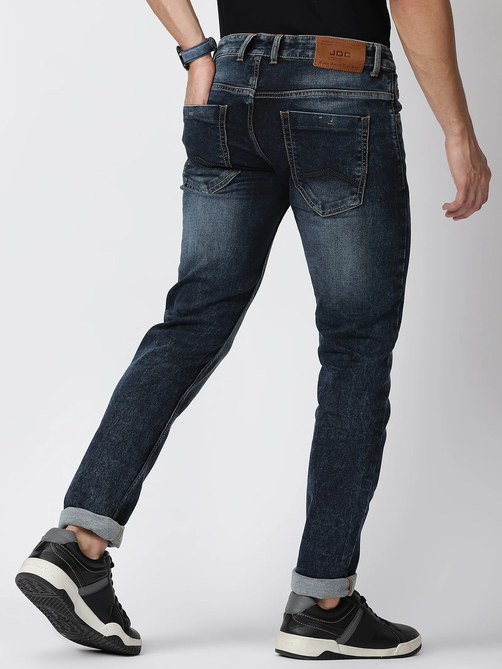 MEN'S BLUE SOLID JASON FIT JEANS