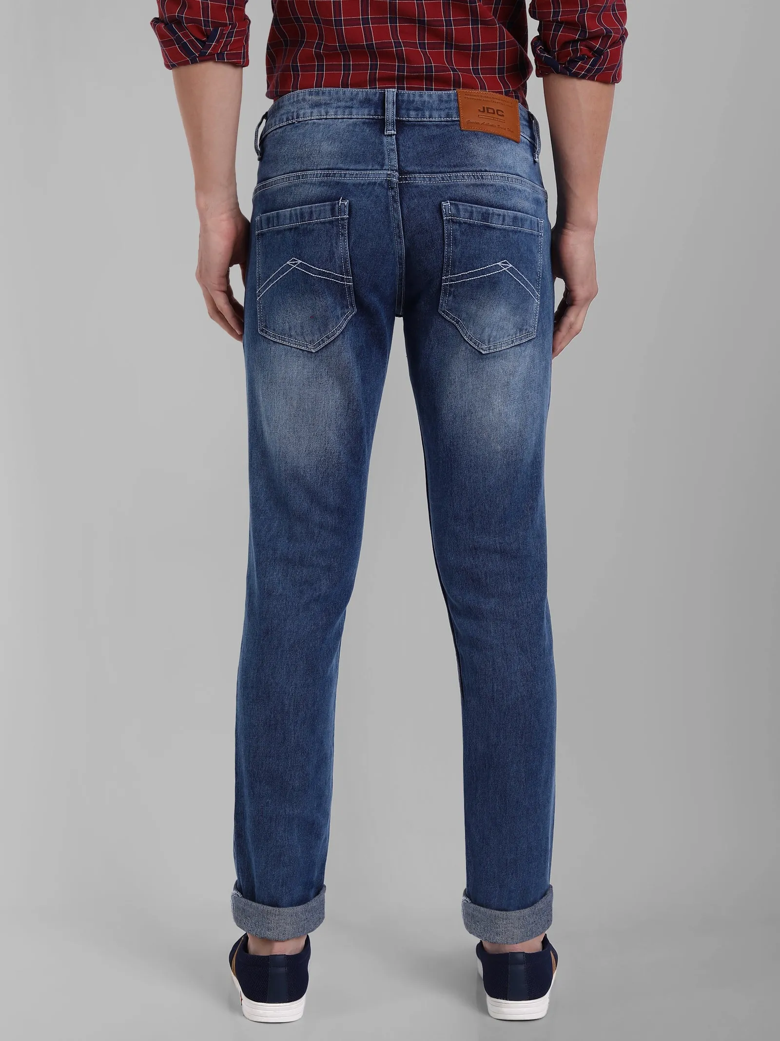 MEN'S BLUE SOLID SLIM FIT JEANS