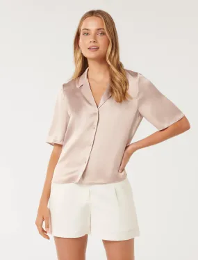 Mercedes Short Sleeve Satin Shirt