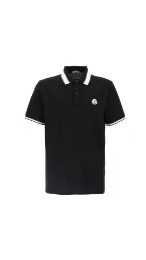 Moncler Logo Patch Polo Shirt – Black