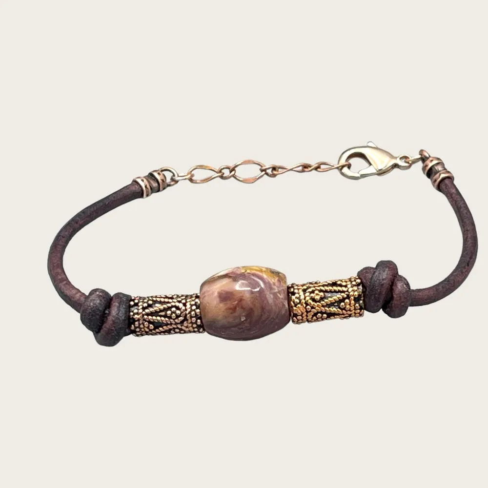 Mookaite Leather Bracelet