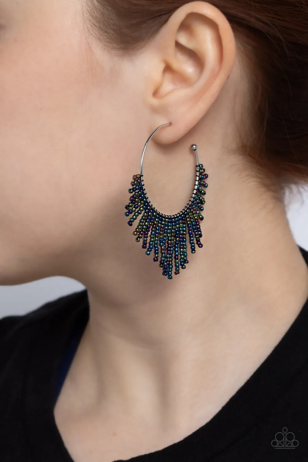 Paparazzi Tailored Tassel - Multi Oil Spill Earrings