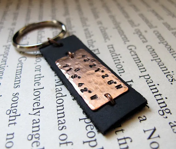 Pesonalized Black Leather Keychain