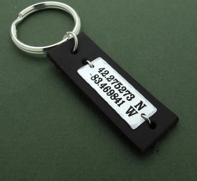 Pesonalized Black Leather Keychain