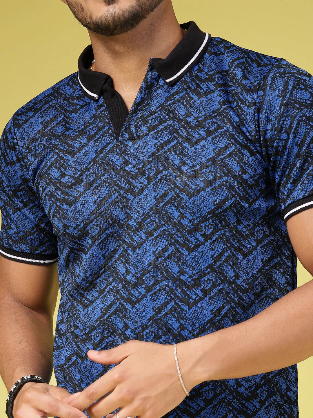 Polyester Abstract Print Polo T-Shirt