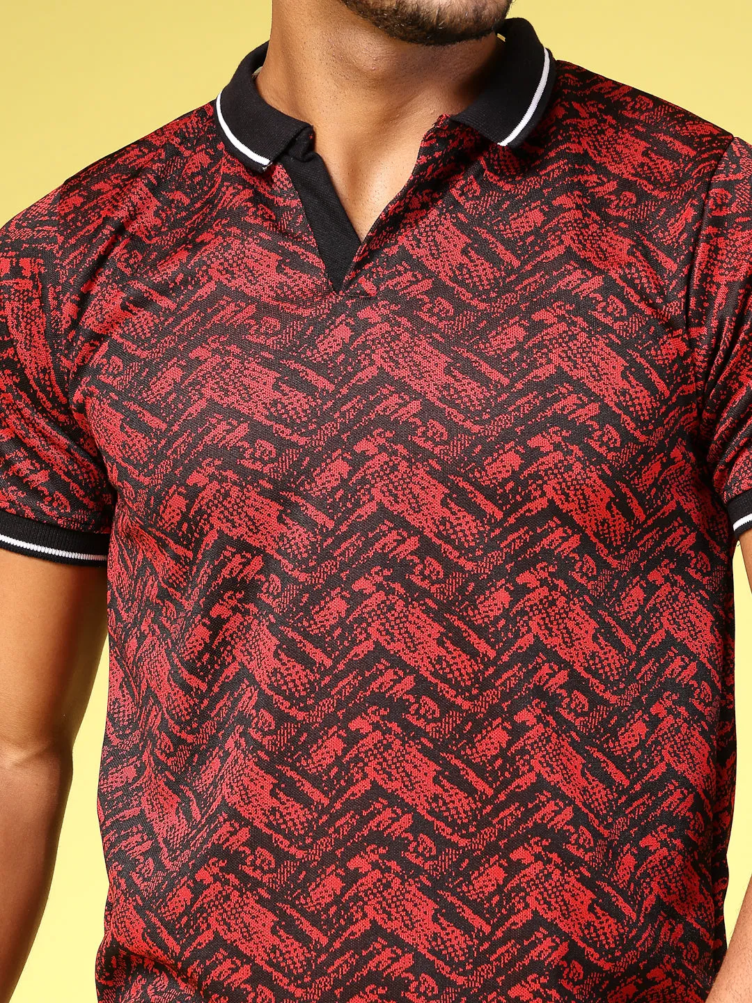 Polyester Abstract Print Polo T-Shirt