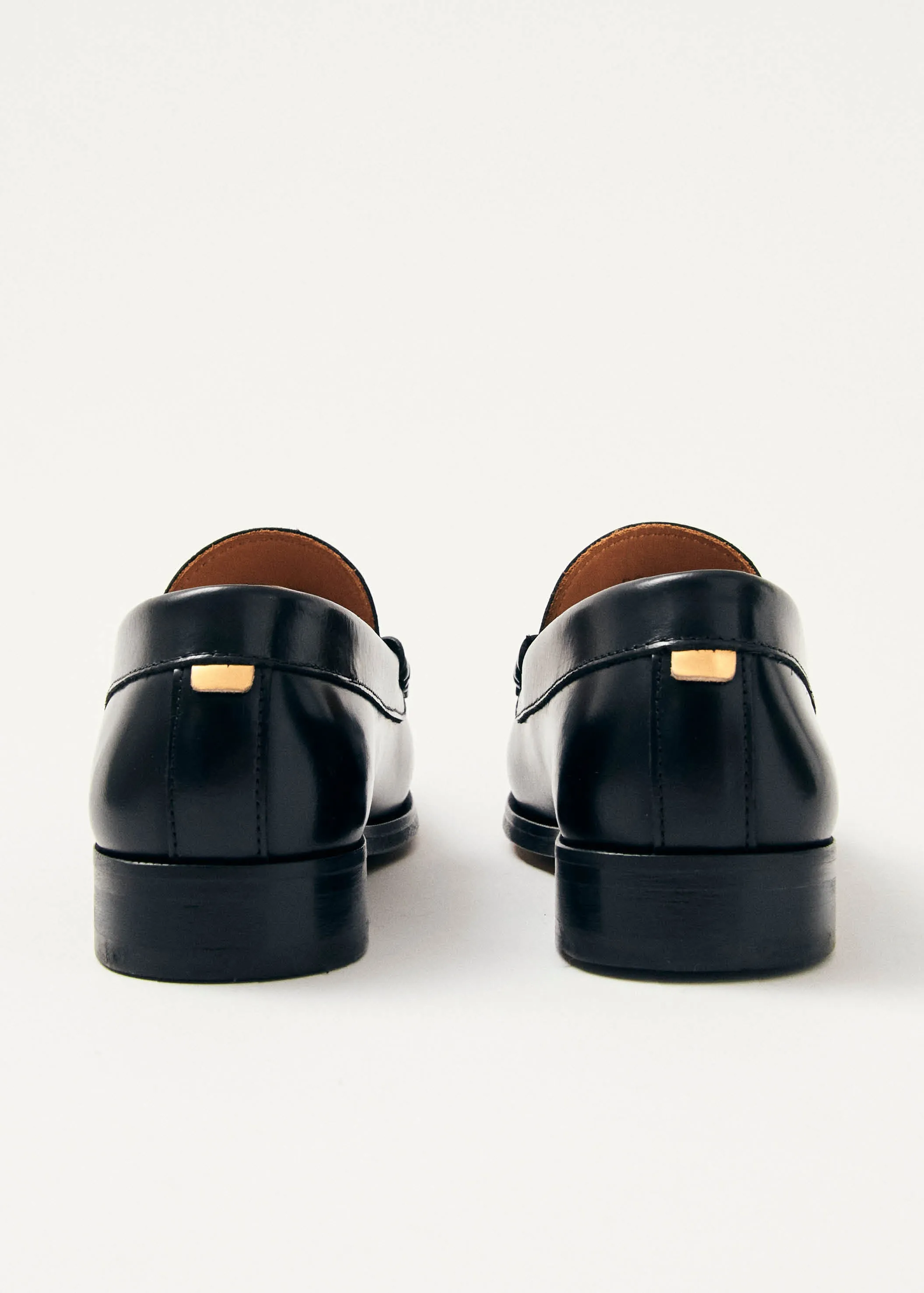 Rivet Black Leather Loafers