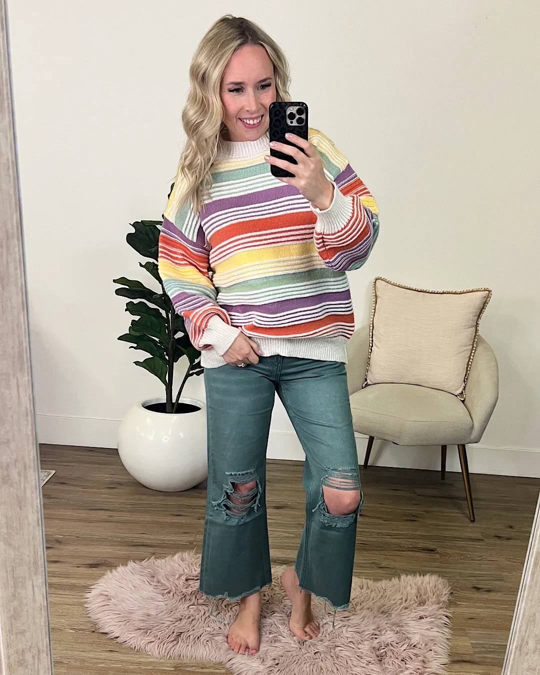 Stephanie Rainbow Striped Sweater