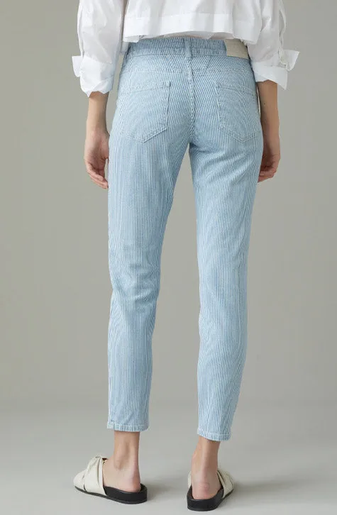 Striped Indigo Denim Baker Jeans