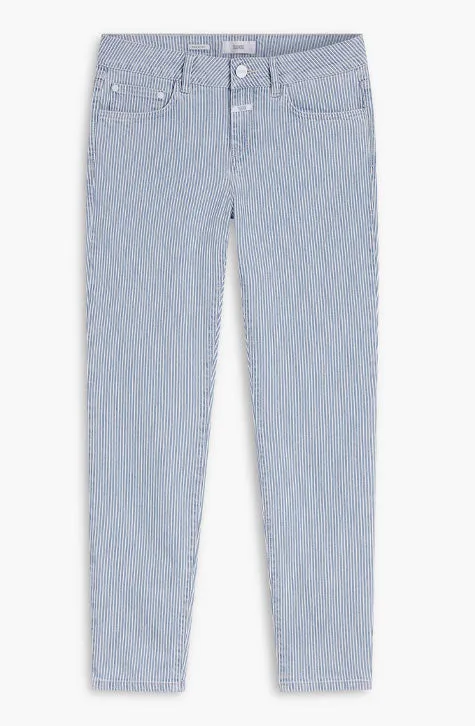 Striped Indigo Denim Baker Jeans