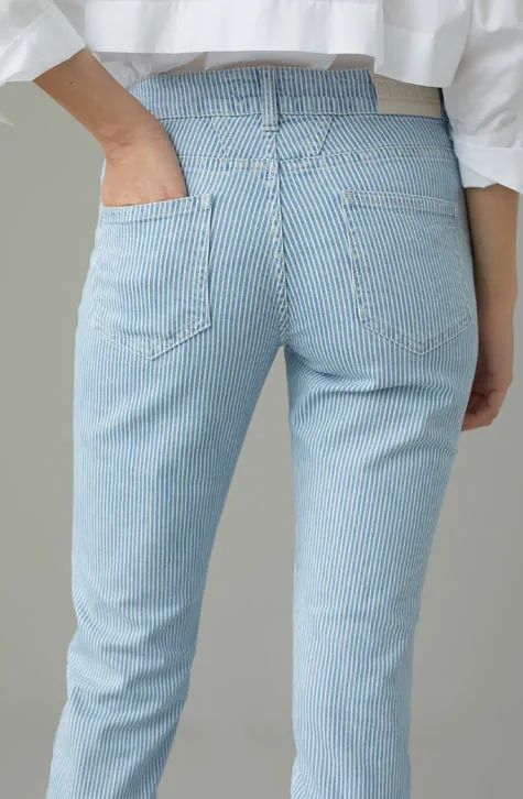 Striped Indigo Denim Baker Jeans