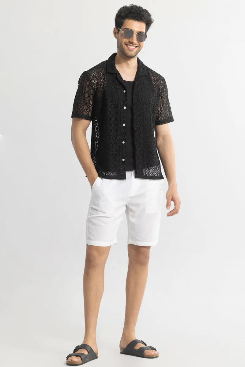 Tailored Vision Black Crochet Shirt