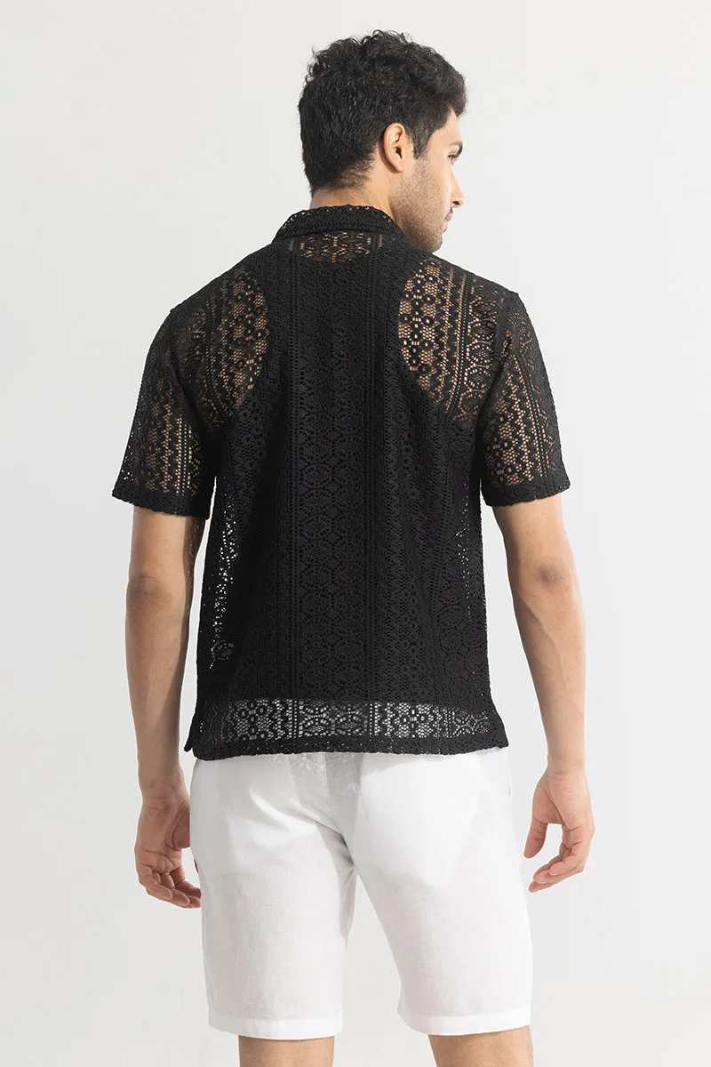 Tailored Vision Black Crochet Shirt