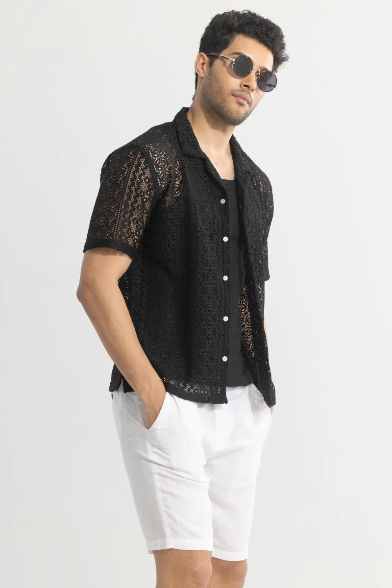 Tailored Vision Black Crochet Shirt