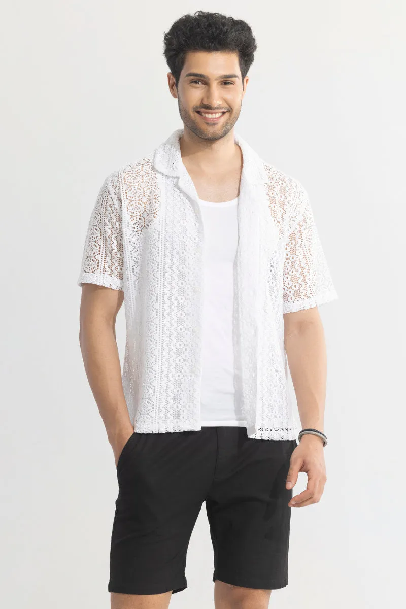 Tailored Vision White Crochet Shirt