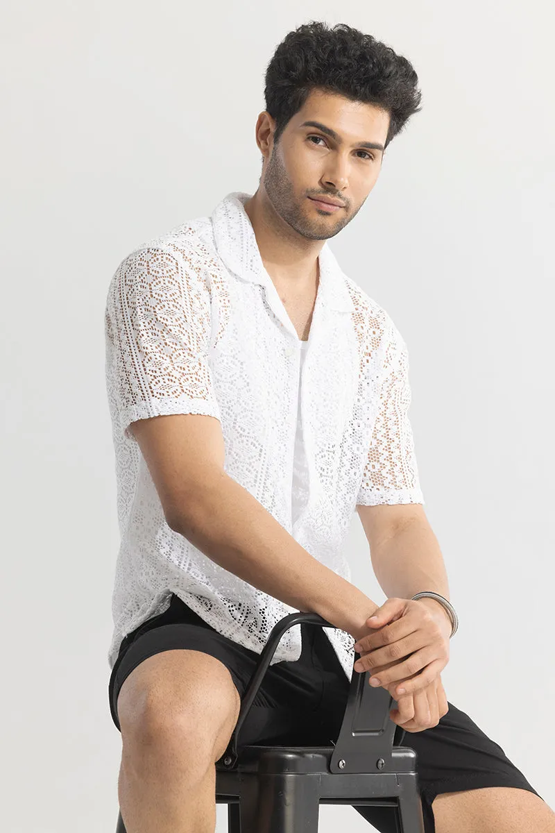 Tailored Vision White Crochet Shirt