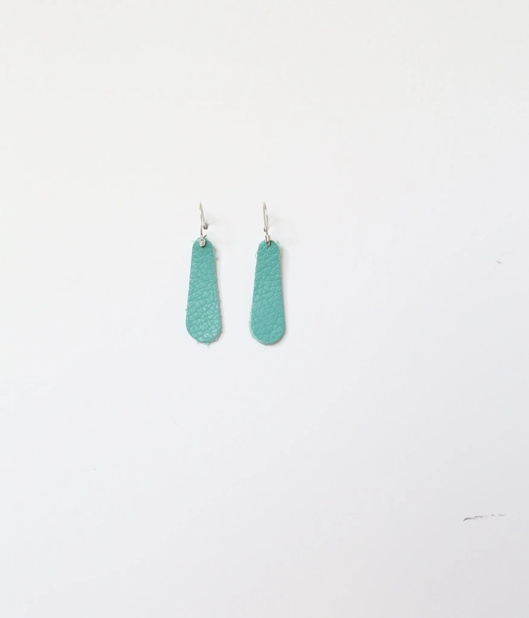 Teal Leather Earrings