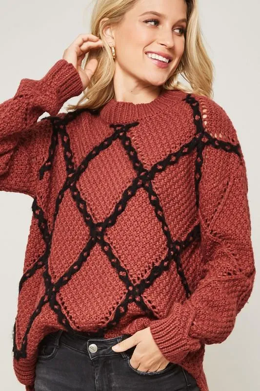 Terracota Crochet Knit Sweater