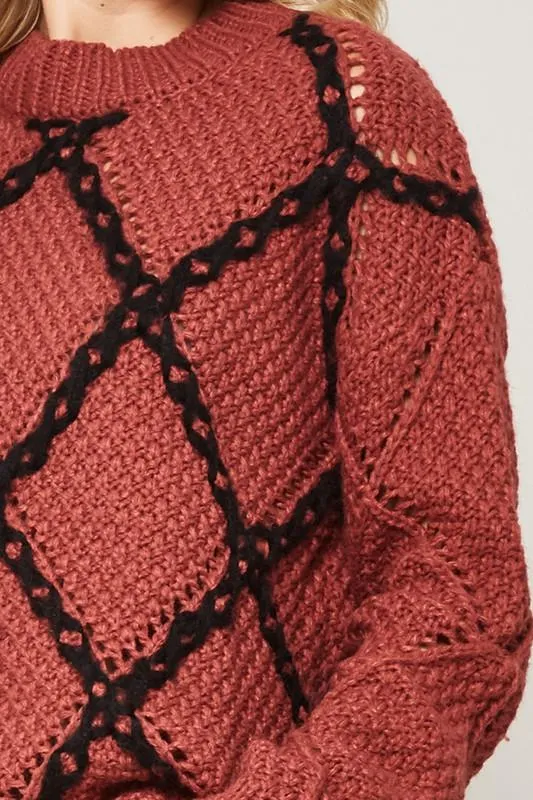 Terracota Crochet Knit Sweater