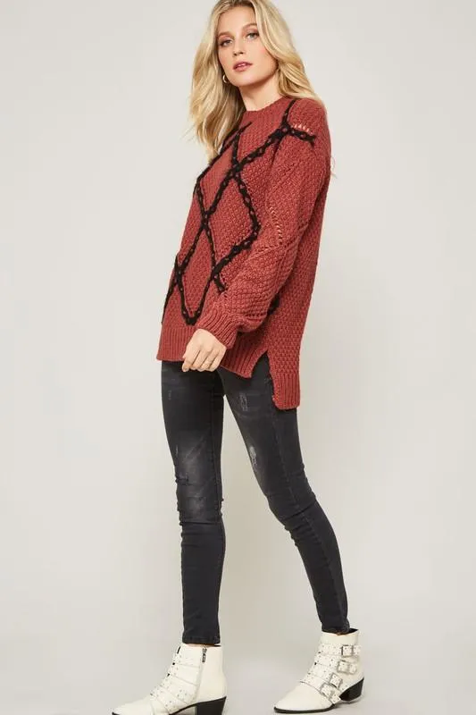 Terracota Crochet Knit Sweater