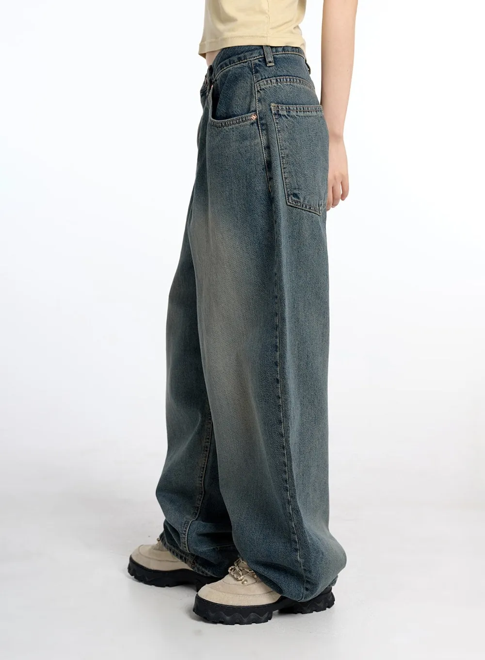 Vintage-Inspired Low-Rise Relaxed Fit Baggy Jeans CM415