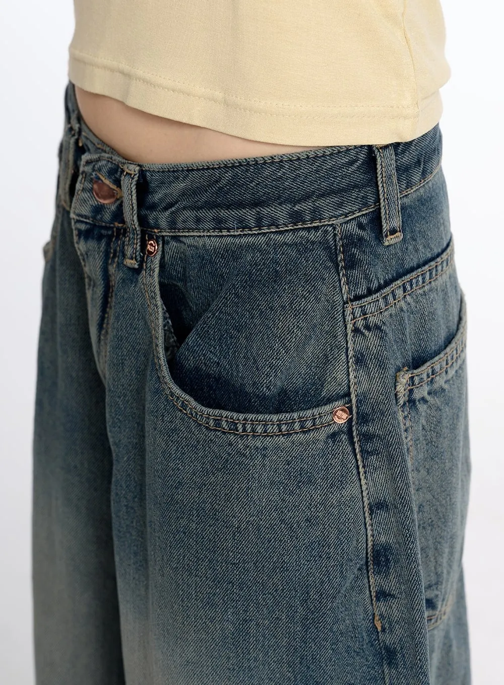 Vintage-Inspired Low-Rise Relaxed Fit Baggy Jeans CM415