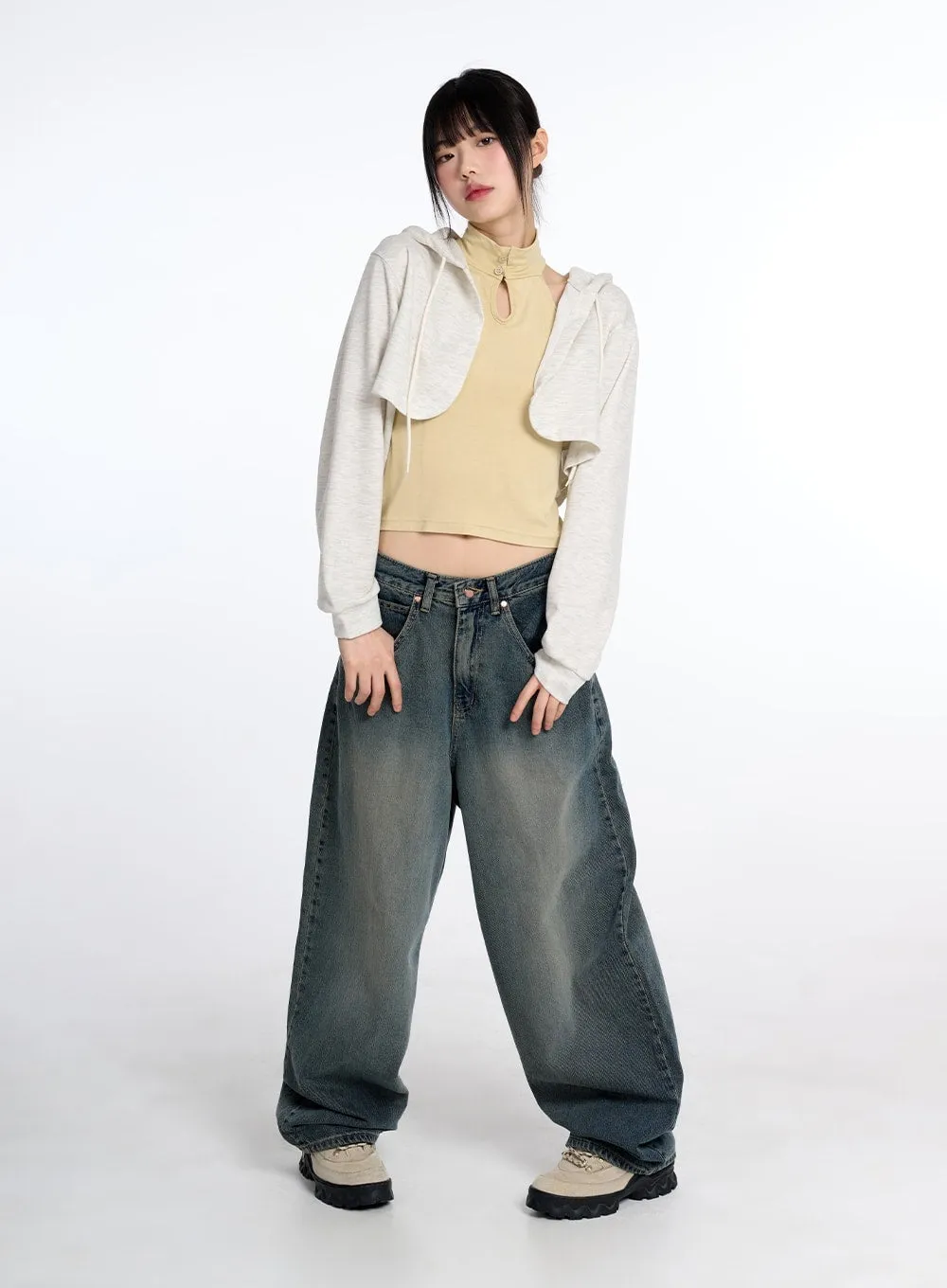 Vintage-Inspired Low-Rise Relaxed Fit Baggy Jeans CM415