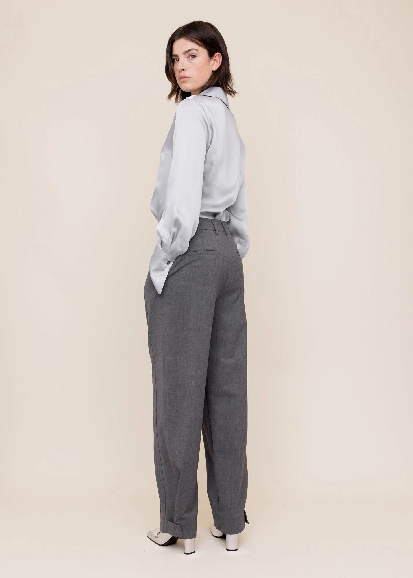 Wollen broek tailored wide leg