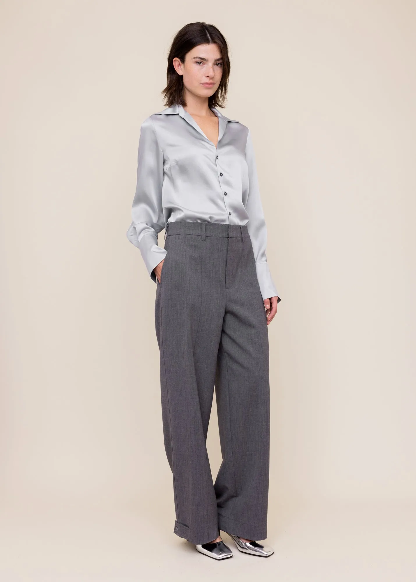 Wollen broek tailored wide leg