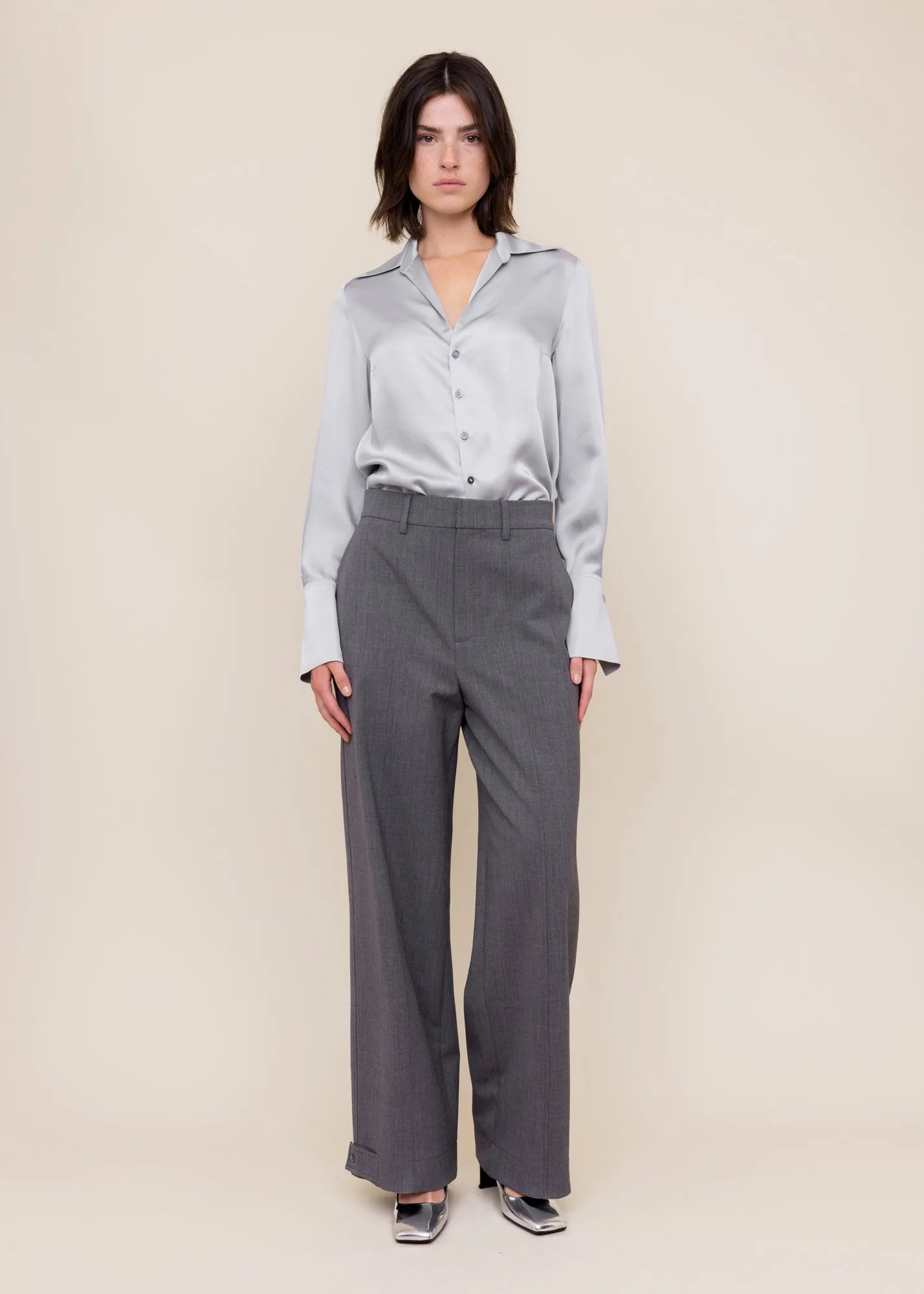 Wollen broek tailored wide leg