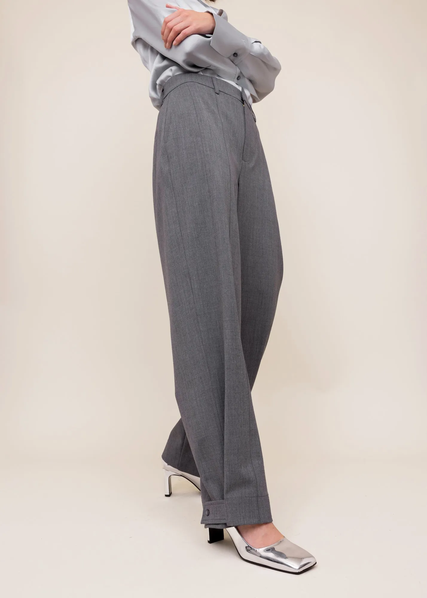 Wollen broek tailored wide leg