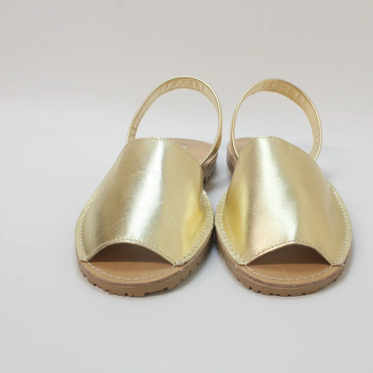 Womens Office Sandra Leather Slingback Sandals Gold Leather